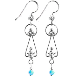 Keyhole Hoop w/Teal Crystal Drop