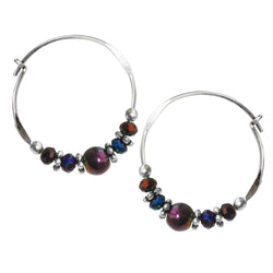 Purple & Blue Metallic Beads Hoops