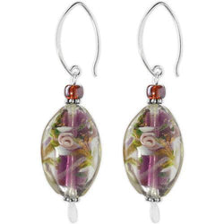 Jody Coyote Rio Artisan Clear Oval and Burgundy Pink Centers Earring