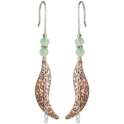 Jody Coyote Arbor GatesBrass Leaf Chain Accent and Green Beads Earring