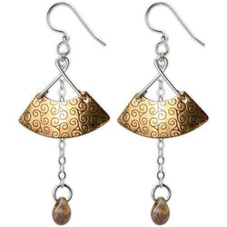 Jody Coyote Arbor GatesHalf Moon with Chain and Small Flower Bead Earring