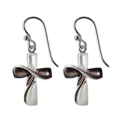 Jody Coyote Sanctuary Painted Textured Cross Earring