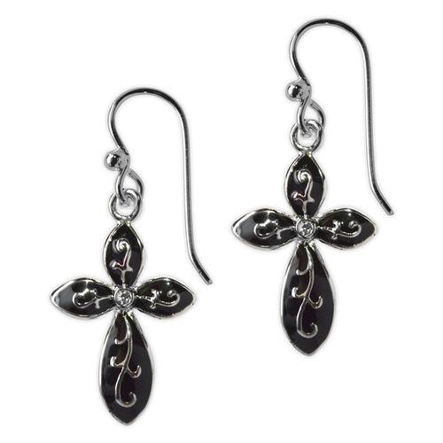 Jody Coyote Inspired Black Epoxy with Clear Cubic Zirconia Earring Earring