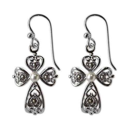 Jody Coyote Divine Swiss Marcasite Imitation Plastic Pearl Earring