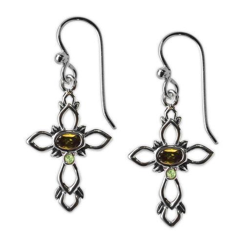 Jody Coyote Naromi Open Heart Design with Olivine Cubic Zirconia/Peridot Crystal Earring