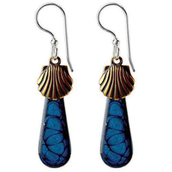 Jody Coyote Beachcomber Scallops with Blue Drops Earring