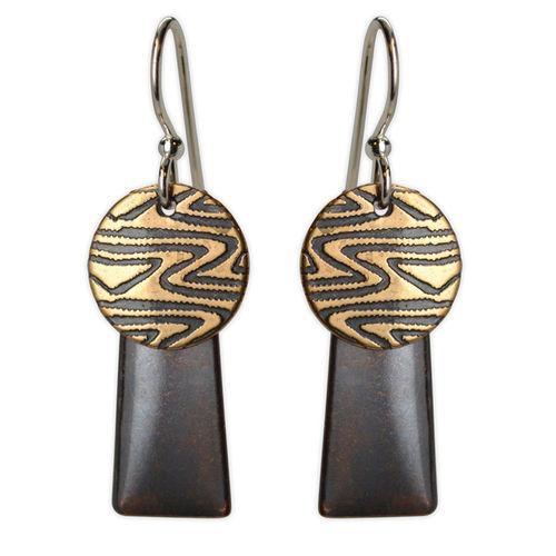 Jody Coyote Desert Tracks Bronze Circle Drops Earring