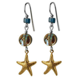 Jody Coyote Riviera Gold Starfish with Abalone Bead Earring