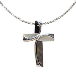 Jody Coyote Serenity White Mother Of Pearl and Dark Shell Cross Necklace