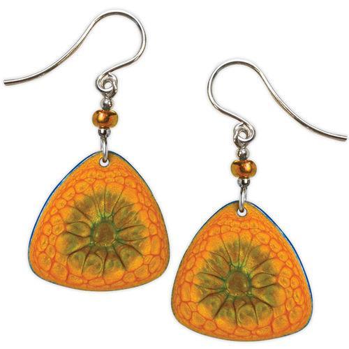 Jody Coyote Studio Orange Abalone Rounded Triangle Earring