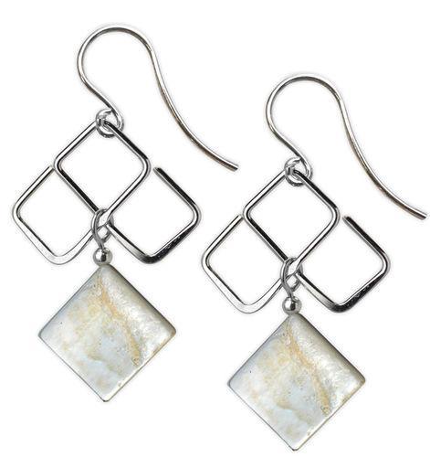 Jody Coyote Neo Geo 3 Squares with Mother of Pearl Square Dangle Earring