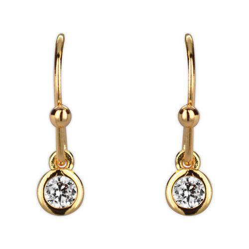 Jody Coyote Small Wonders Gold Stone Small White Crystal Drops Earring