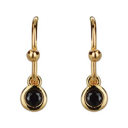 Jody Coyote Small Wonders Gold Stone Small Black Crystal Drops Earring