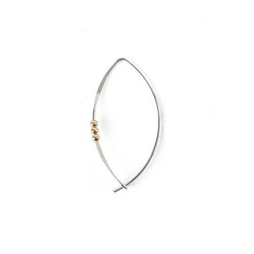 Jody Coyote Encore Large Leaf Hoop with Gold Beads Earring