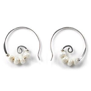 Jody Coyote Heritage Ii Spiral Hoop with Pearl Seed Beads Earring