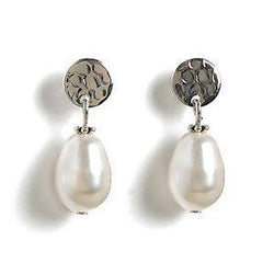 Jody Coyote Perla Pear Perl with Silver Circle Stud 11x8mm Earring