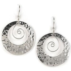 Jody Coyote Moonlight Silver Plated Texture Cutout Circle and SFW Square 428 Earring