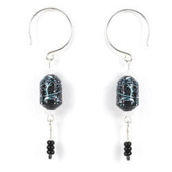 Jody Coyote Spun Paper Barrel - Multi-Black Earring